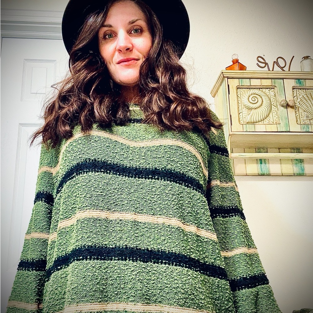 Stylish Green Striped Sweater